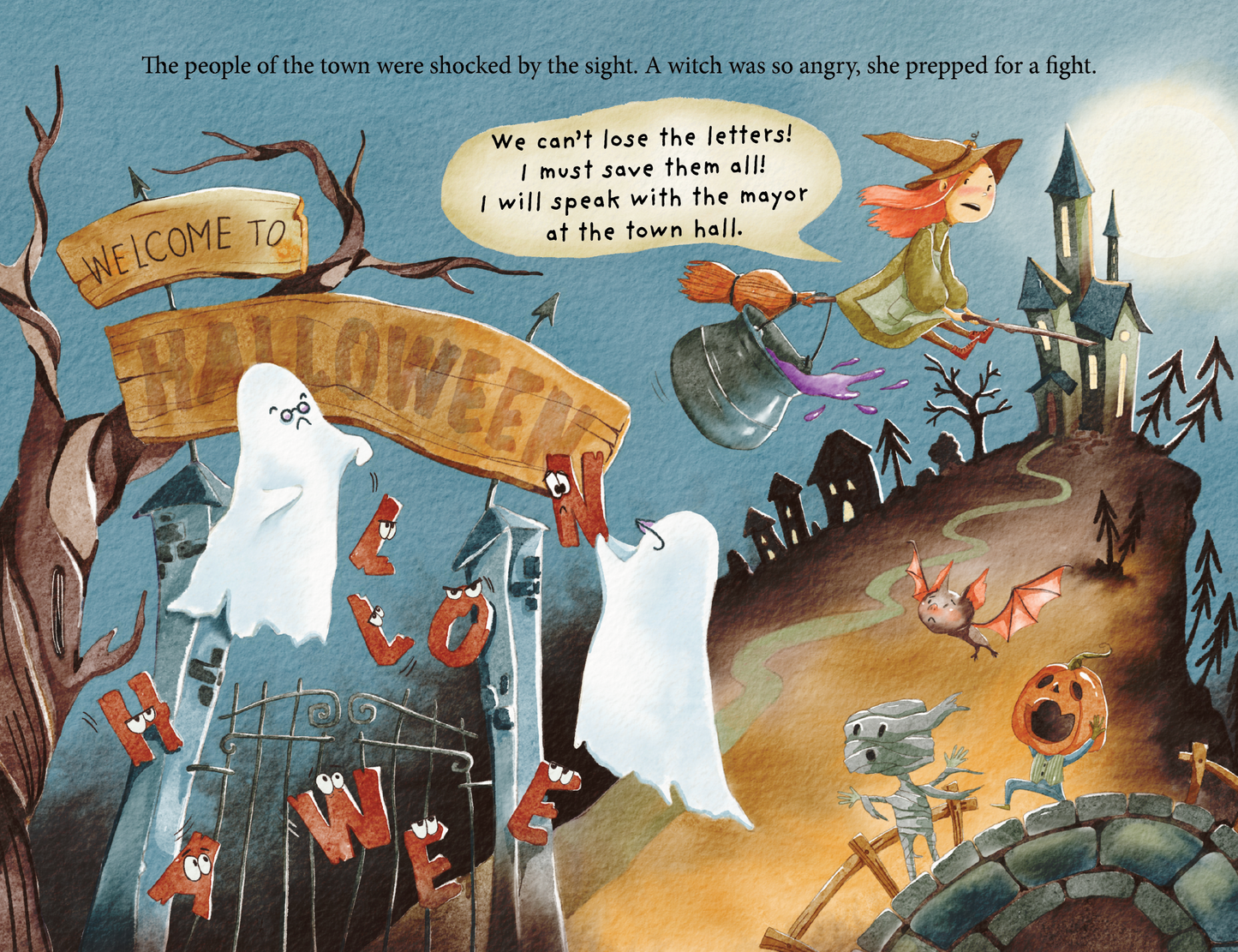 A young witch must save the letters of Halloween before they are gone forever in K.M. Messina's adorable picture book, What? No More Halloween?